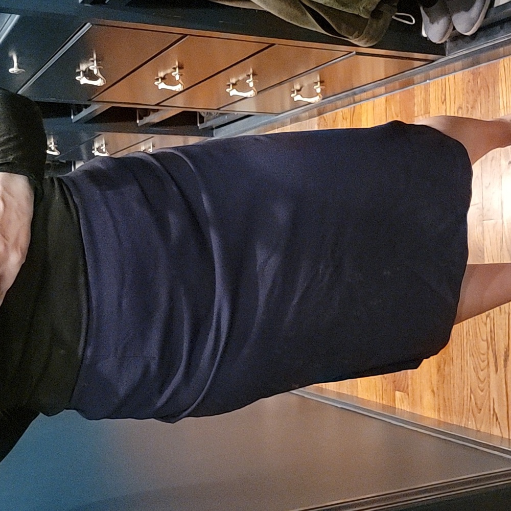 Navy blue pencil skirt with back slit
